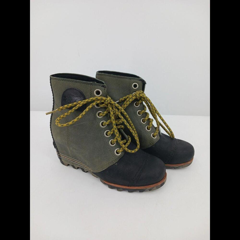 Sorel Women Boot Black 6 Snow Boot Logo Wedge Mid Ankle Tie LL5214-383